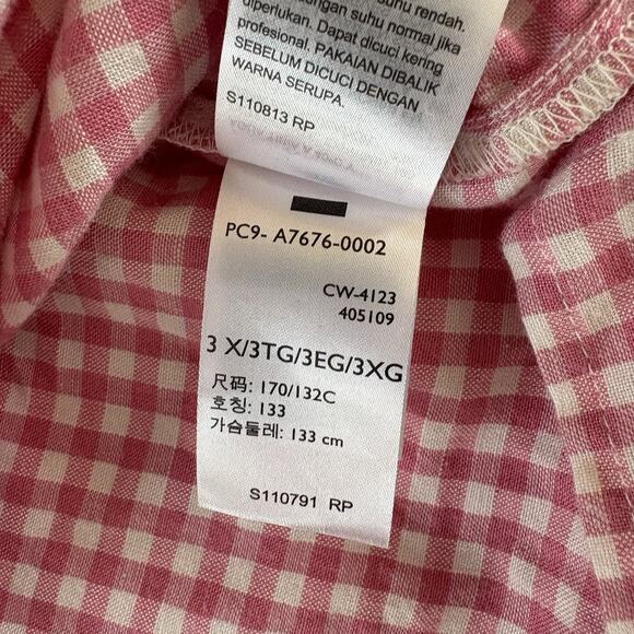 Levi's Women’s Resort Pink and White Gingham Button Down Short Sleeve Shirt 3X - Picture 10 of 12